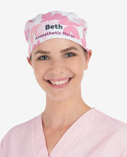 Load image into Gallery viewer, Printed Personalised Ribbon Back Scrub Cap