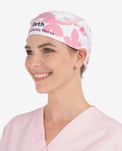 Load image into Gallery viewer, Printed Personalised Ribbon Back Scrub Cap