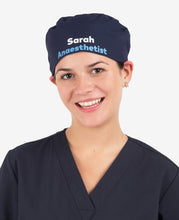 Load image into Gallery viewer, Printed Personalised Ribbon Back Scrub Cap