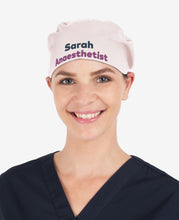 Load image into Gallery viewer, Printed Personalised Ribbon Back Scrub Cap